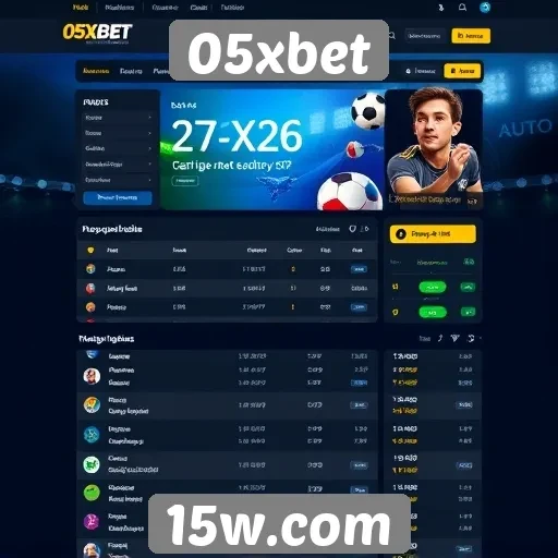 Interface do usuário no site 05xbet